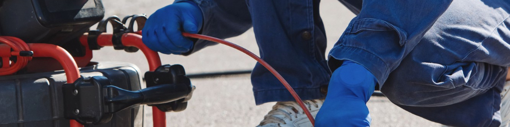 A technician performs an Alameda sewer camera inspection